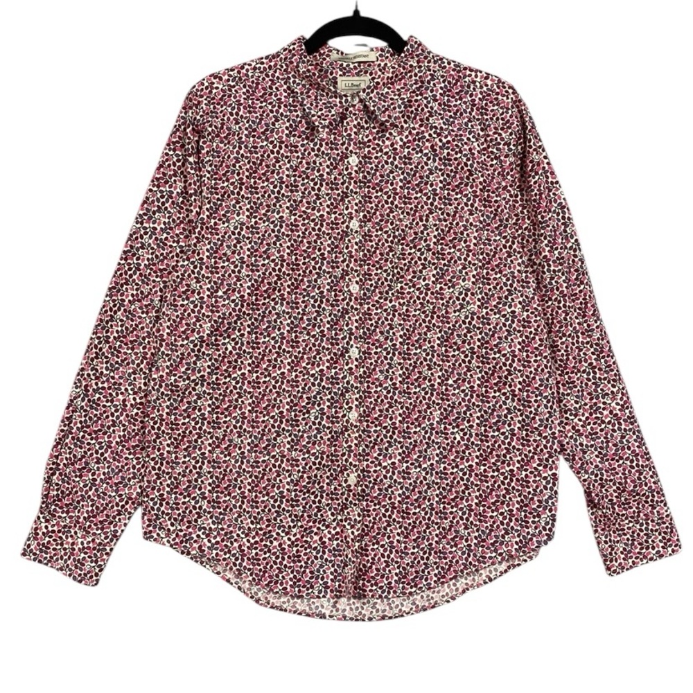 L.L. Bean Red and White Button Down Shirt